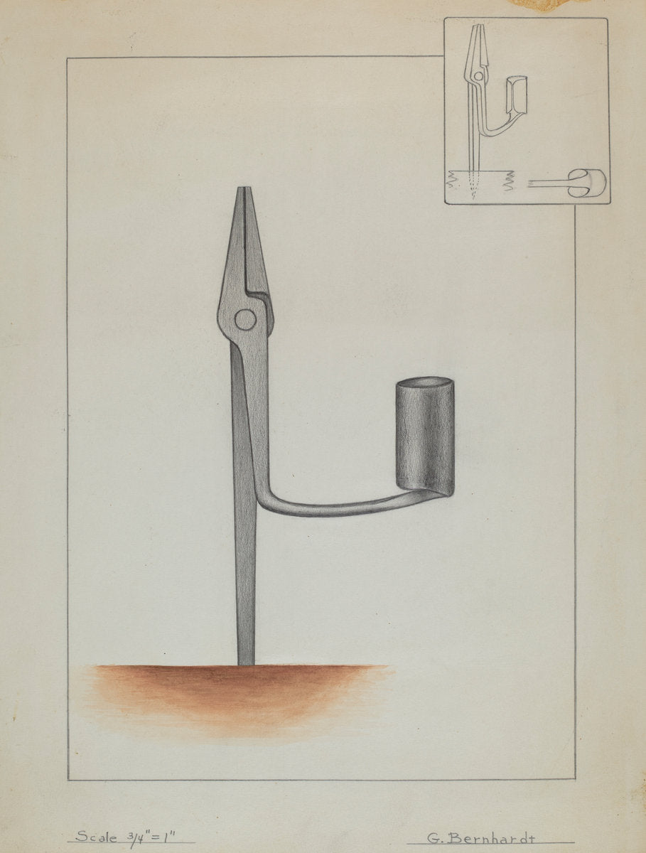 Rush Burner Candle Holder by Gerald Bernhardt (American, active c. 1935), 16X12"(A3)Poster Print