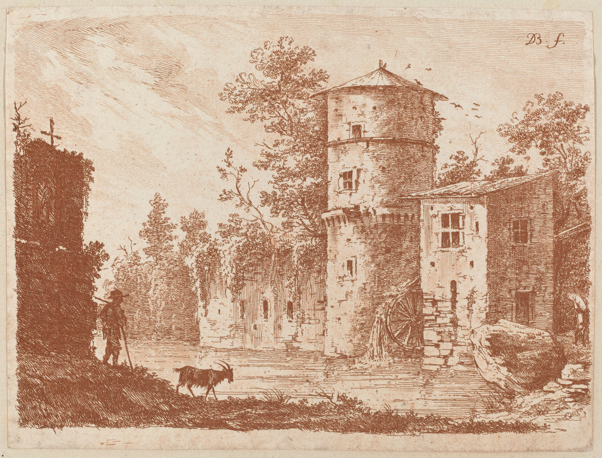 Landscape by Jean-Jacques de Boissieu (French, 1736 - 1810), 16X12"(A3)Poster Print