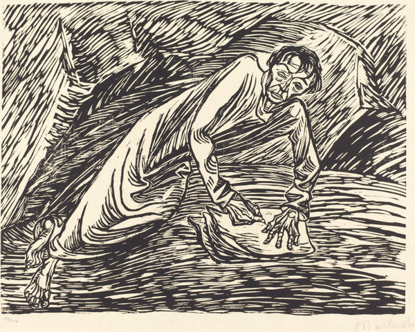 The Writing Prophet (Saint John on Patmos) by Ernst Barlach (German, 1870 - 1938), 16X12"(A3)Poster Print