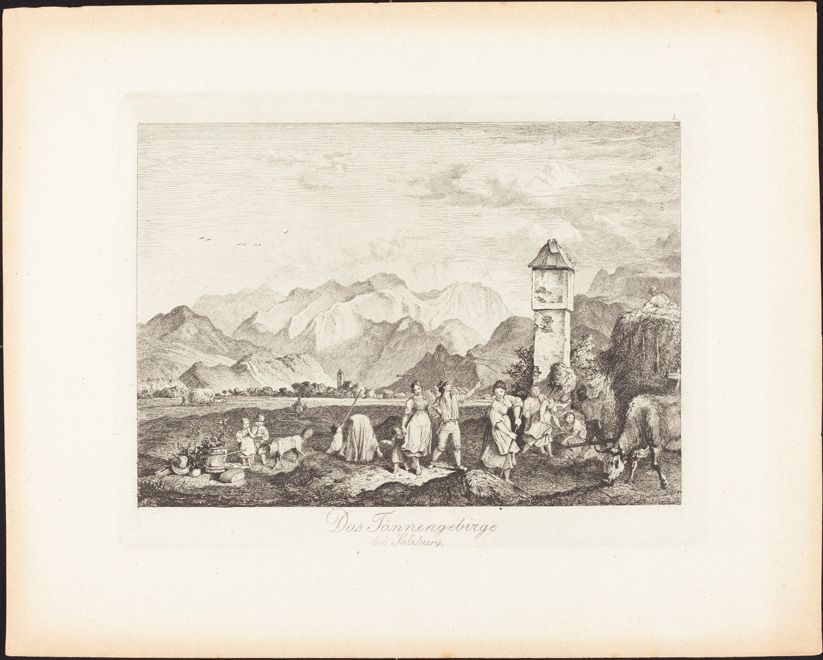 Das Tännengebirge bei Salzburg (The Tännengebirge near Salzburg) by Ludwig Richter (German, 1803 - 1884), 16X12"(A3)Poster Print