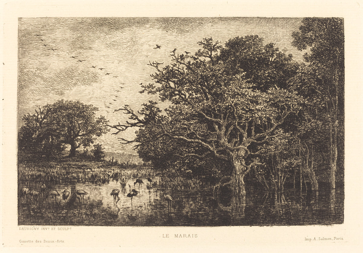 Marsh (Le Marais) by Charles-François Daubigny (French, 1817 - 1878), 16X12"(A3)Poster Print