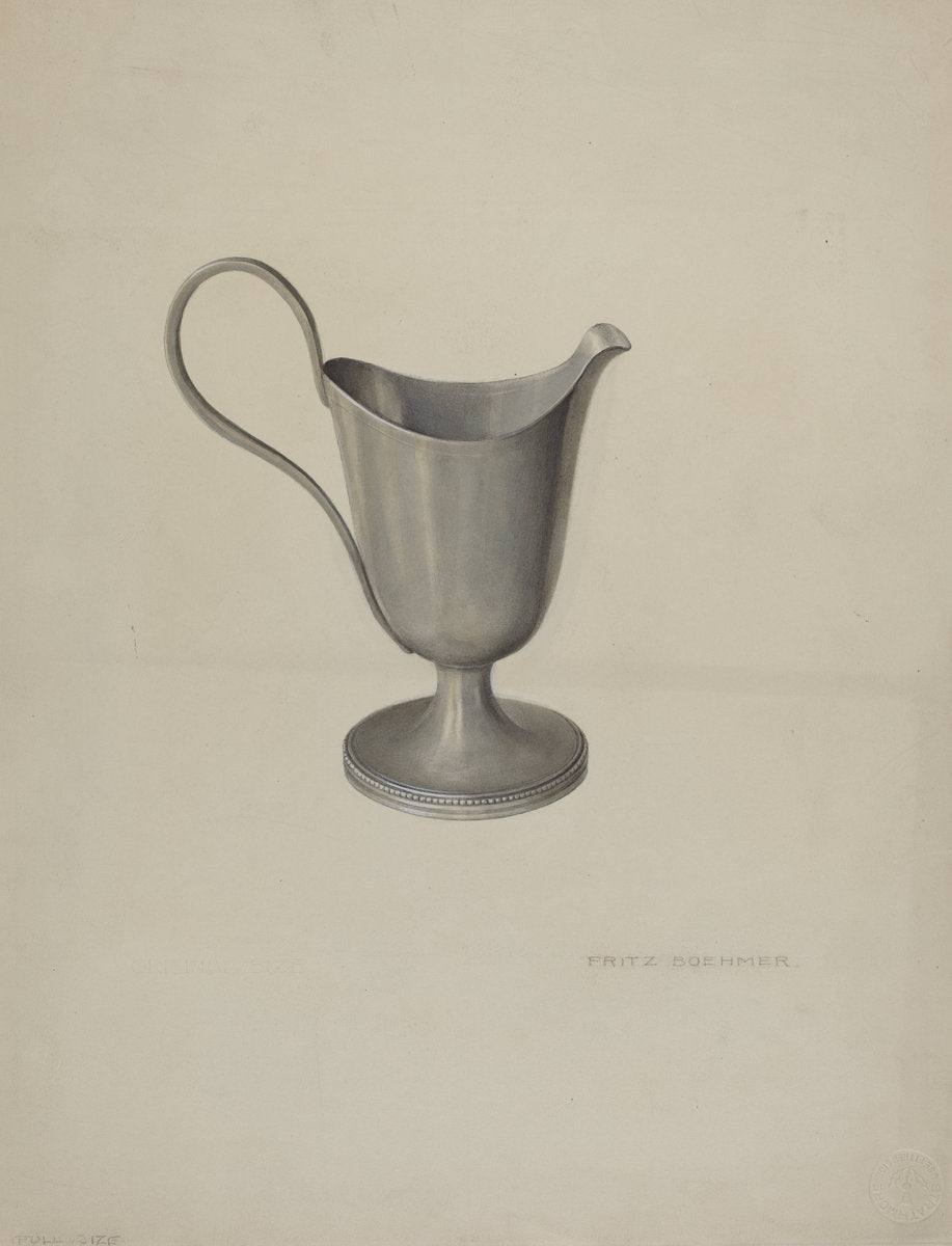 Pewter Cream Pitcher by Fritz Boehmer (American, active c. 1935), 16X12"(A3)Poster Print
