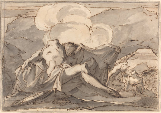 The Dead Christ with Angels by Paul Troger (Austrian, 1698 - 1762), 16X12"(A3)Poster Print
