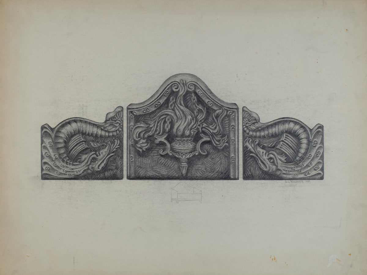 Coal Grate for Fireplace by Austin L. Davison (American, active c. 1935), 16X12"(A3)Poster Print