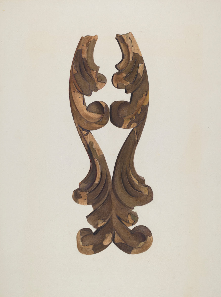 Wood Carving - Scroll by Lionel Ritchey (American, active c. 1935), 16X12"(A3)Poster Print