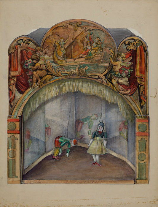 Toy Theater with Automatic Dancer by Mina Lowry (American, 1894 - 1942), 16X12"(A3)Poster Print