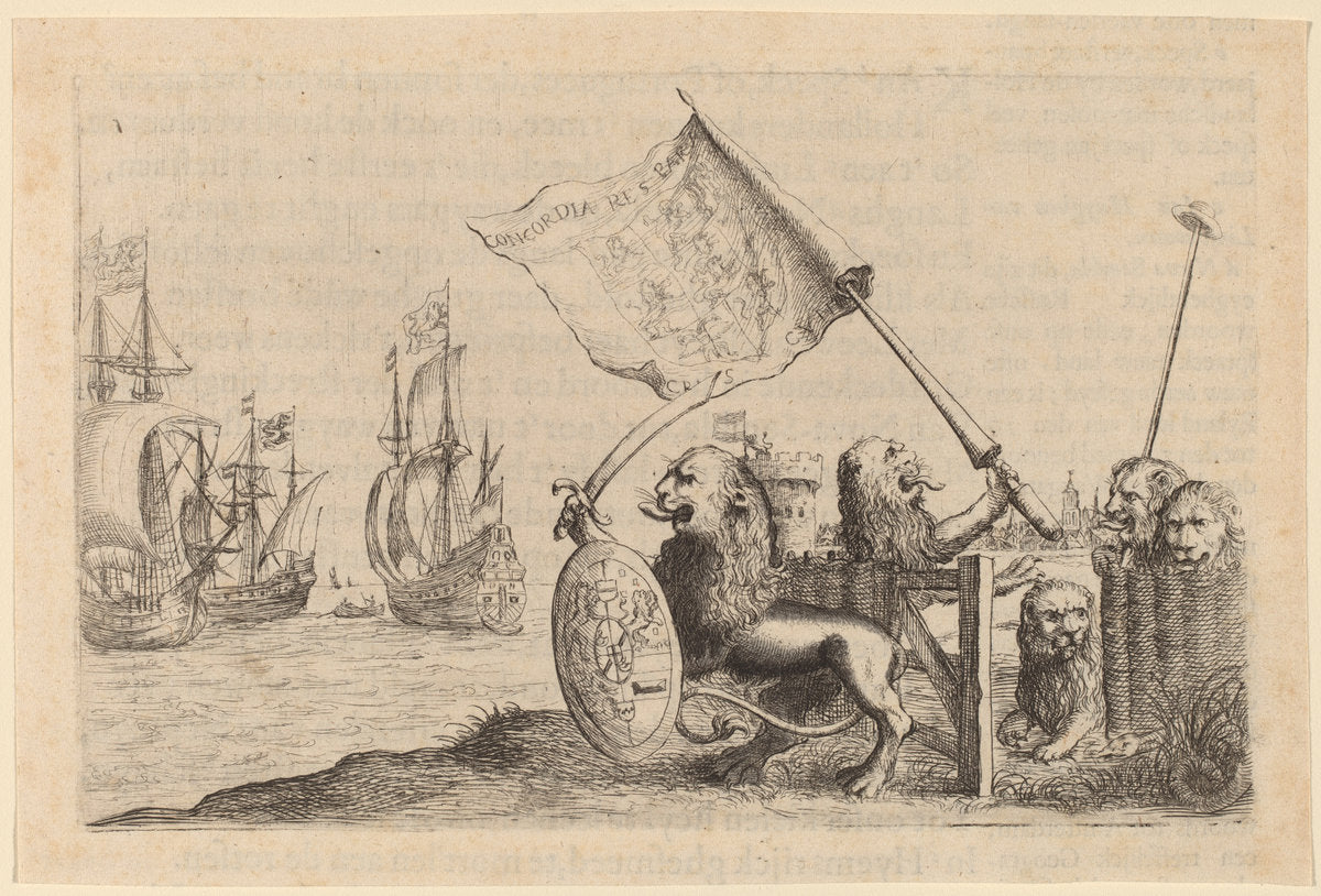 Lions Protecting the Garden of the United Provinces by Willem Basse (Dutch, 1613 or 1614 - 1672), 16X12"(A3)Poster Print