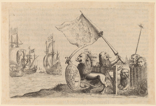 Lions Protecting the Garden of the United Provinces by Willem Basse (Dutch, 1613 or 1614 - 1672), 16X12"(A3)Poster Print