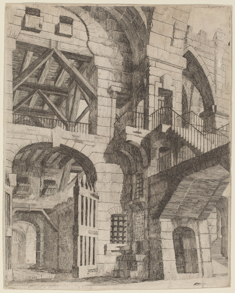 An Imaginary Prison by Vincenzo Mazzi (Italian, active 1748 - 1790), 16X12"(A3)Poster Print