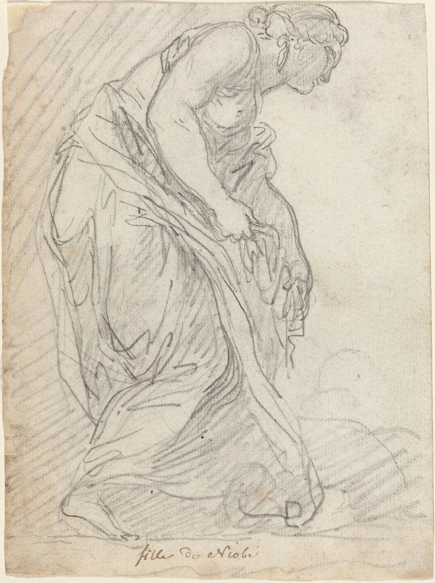 One of Niobe's Daughters by Augustin Pajou (French, 1730 - 1809), 16X12"(A3)Poster Print