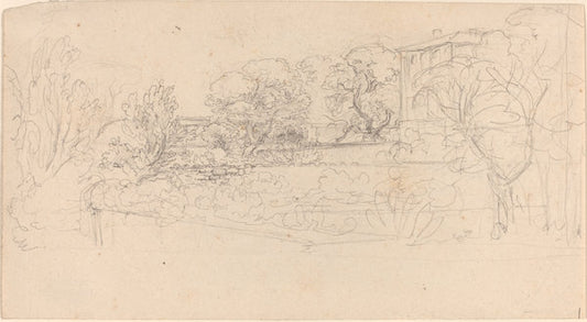 A Terraced Garden by a Villa by Friedrich Salathé (Swiss, 1793 - 1858), 16X12"(A3)Poster Print