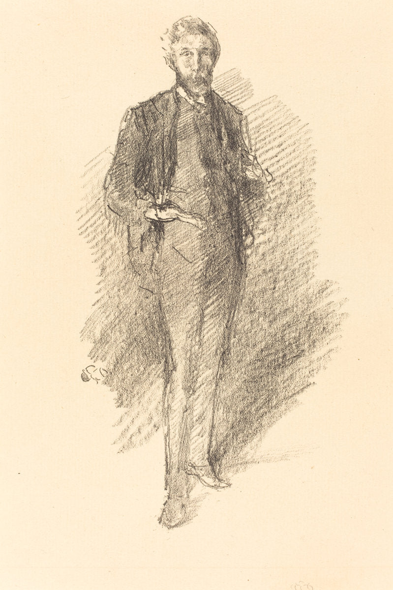 Study: Joseph Pennell by James McNeill Whistler (American, 1834 - 1903), 16X12"(A3)Poster Print