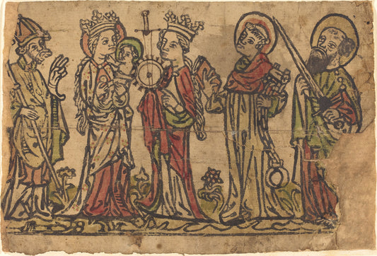 c. 1410/1430 by German 15th Century (Madonna and Child with Four Saints), 16X12"(A3)Poster Print