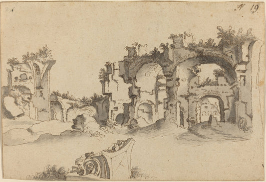 The Baths of Caracalla, Rome by Willem van Nieuwlandt II (Dutch, 1584 - 1635/1636), 16X12"(A3)Poster Print