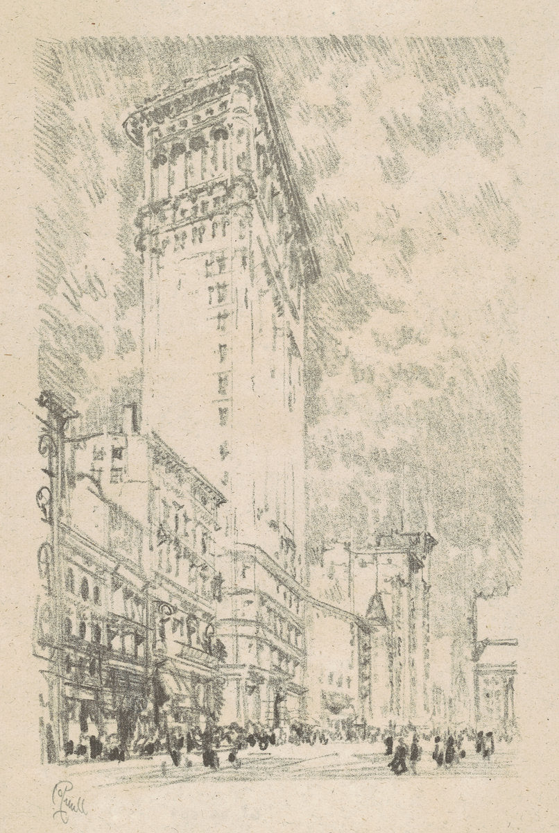 Flatiron Building by Joseph Pennell (American, 1857 - 1926), 16X12"(A3)Poster Print