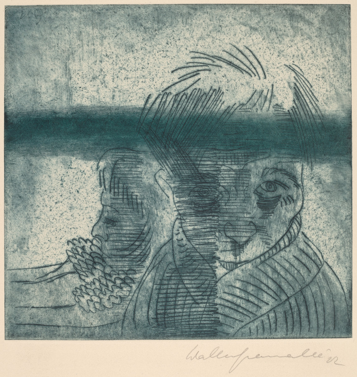The Couple, Self-Portrait with Wife (Das Paar, Selbstporträt mit Frau) by Walter Gramatté (German, 1897 - 1929), 16X12"(A3)Poster Print