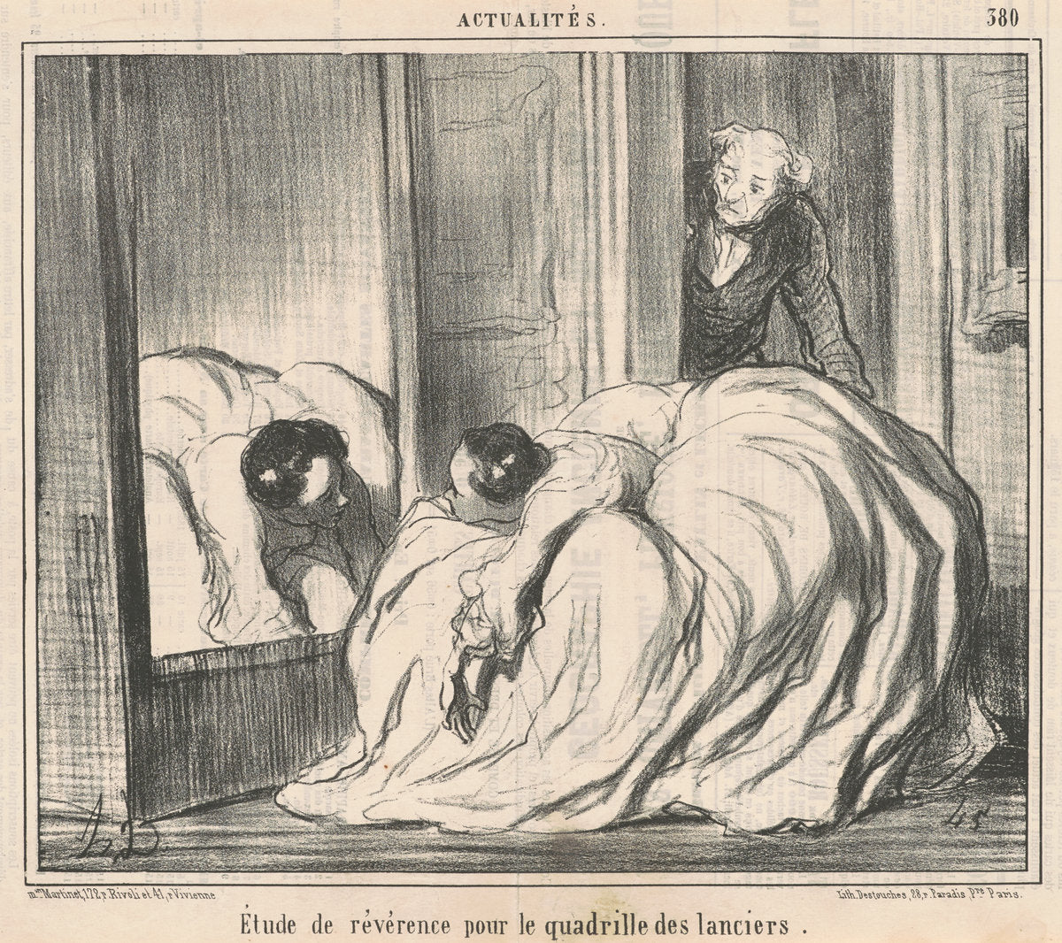 Etude de révérence pour le quadrille des lanciers by Honoré Daumier (French, 1808 - 1879), 16X12"(A3)Poster Print