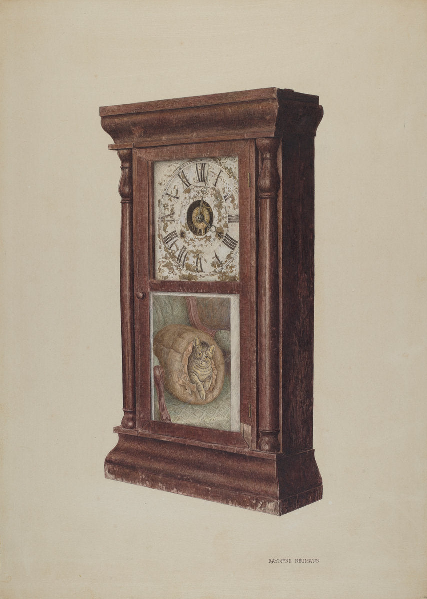 Shelf Clock by Raymond Neumann (American, active c. 1935), 16X12"(A3)Poster Print