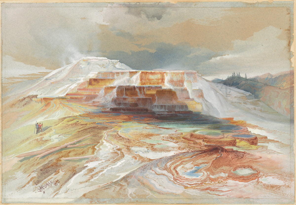 Hot Springs of Gardiner's River, Yellowstone by Thomas Moran (American, born England, 1837 - 1926), 16X12"(A3)Poster Print