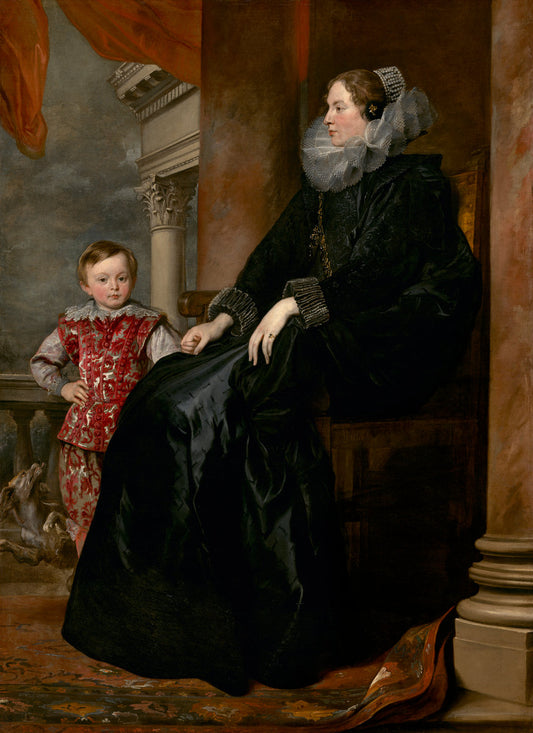 A Genoese Noblewoman and Her Son by Sir Anthony van Dyck (Flemish, 1599 - 1641), 16X12"(A3)Poster Print