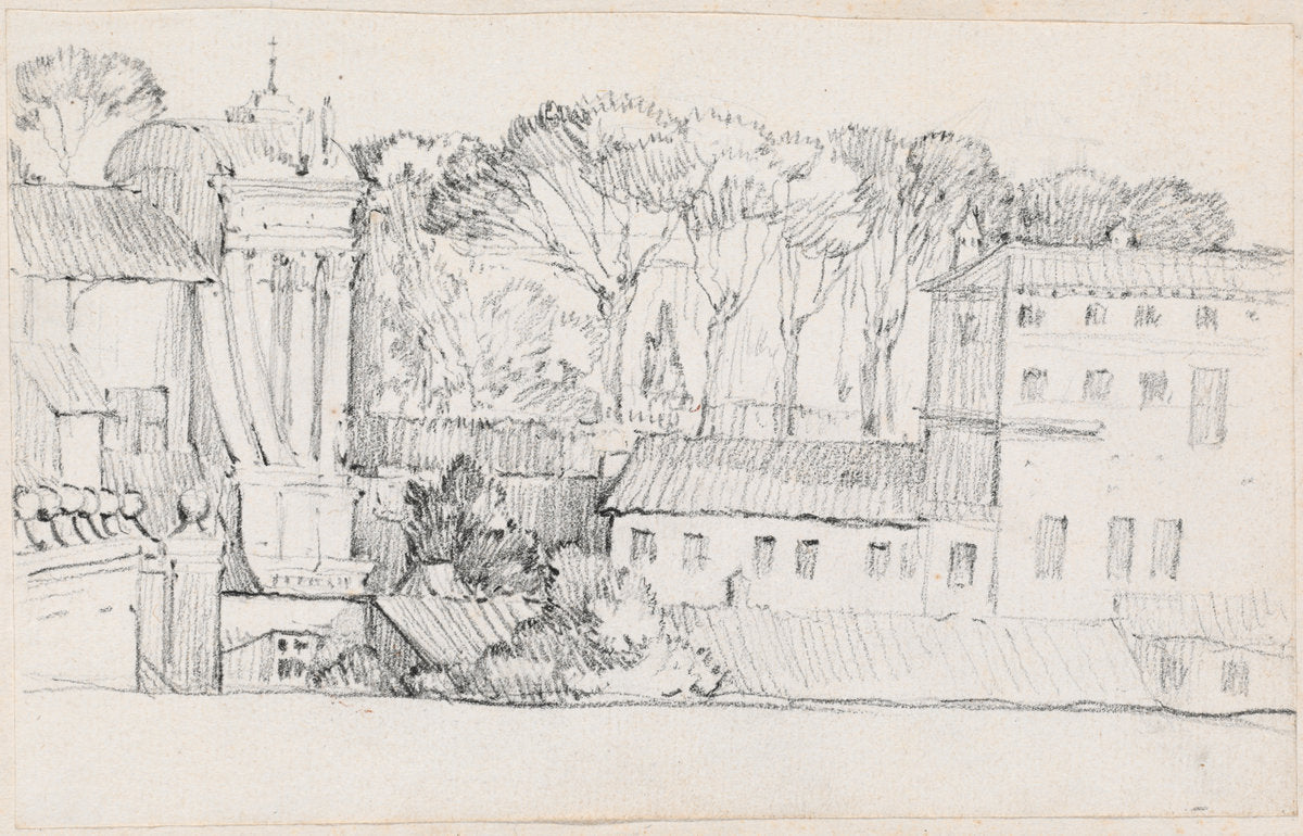 Roman Rooftops by Joseph-Marie Vien (French, 1716 - 1809), 16X12"(A3)Poster Print
