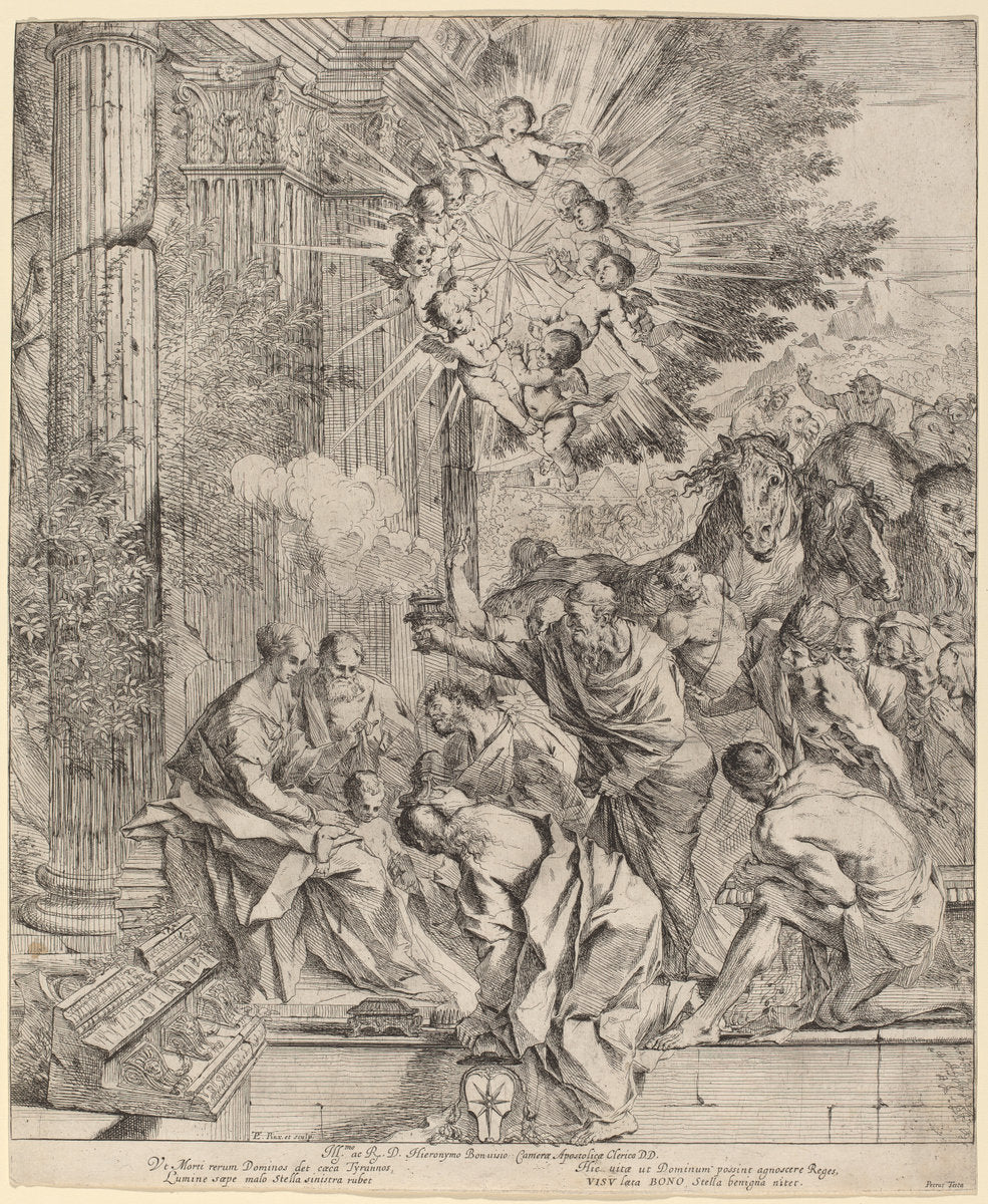 The Adoration of the Magi by Pietro Testa (Italian, 1612 - 1650), 16X12"(A3)Poster Print