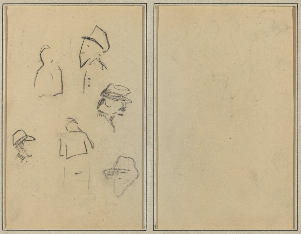 Four Heads and Two Figures [verso] by Paul Gauguin (French, 1848 - 1903), 16X12"(A3)Poster Print