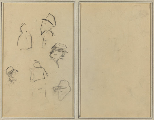 Four Heads and Two Figures [verso] by Paul Gauguin (French, 1848 - 1903), 16X12"(A3)Poster Print