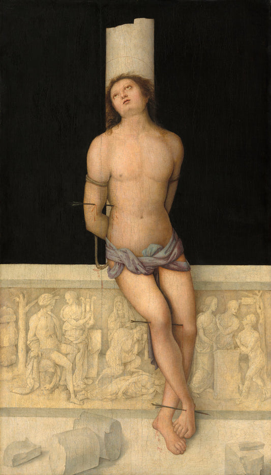 Saint Sebastian by Amico Aspertini (Ferrarese-Bolognese, 1474/1475 - 1552), 16X12"(A3)Poster Print