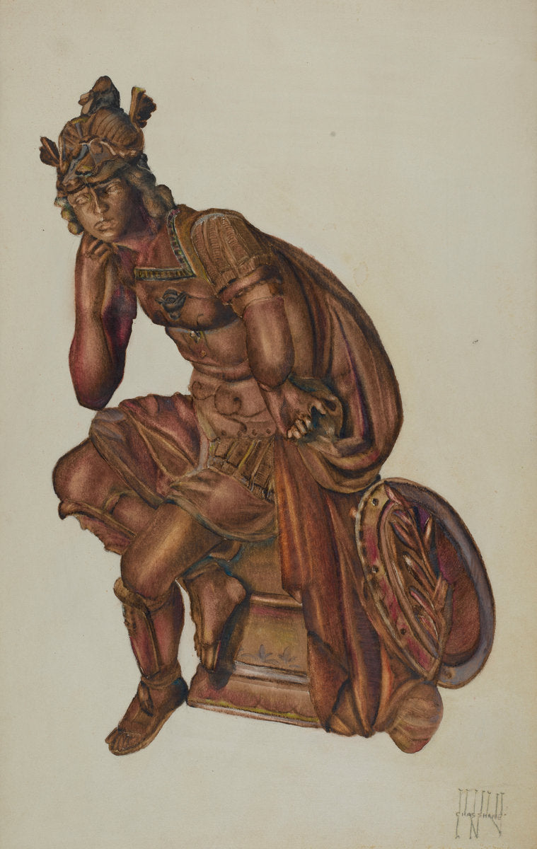 Seated Warrior by Charles R. Shane (American, active c. 1935), 16X12"(A3)Poster Print