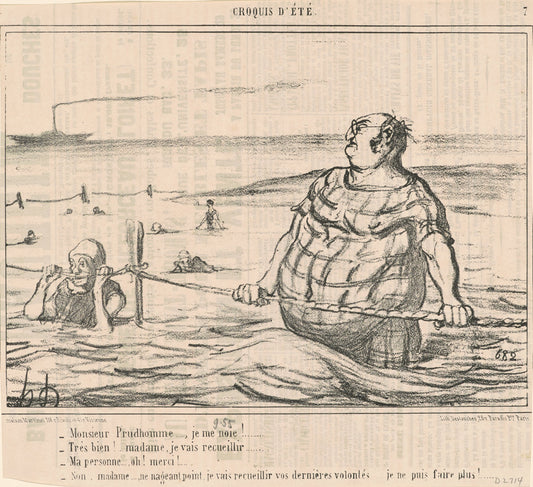 Monsieur Prudhomme ... Je me noie! ... by Honoré Daumier (French, 1808 - 1879), 16X12"(A3)Poster Print