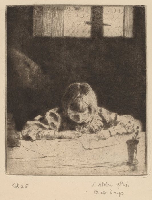 The Little Student by Julian Alden Weir (American, 1852 - 1919), 16X12"(A3)Poster Print