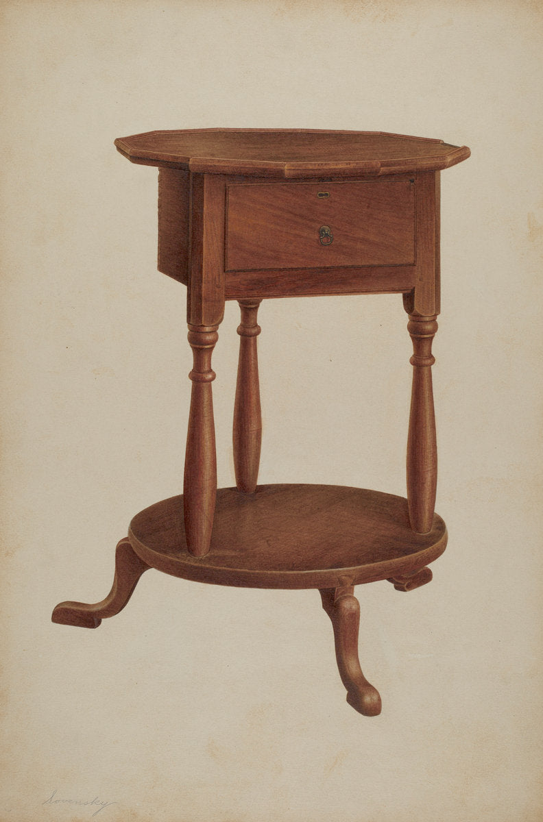 Bedside Table by Isidore Sovensky (American, active c. 1935), 16X12"(A3)Poster Print