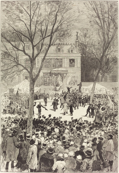 Manifestation populaire du 27 Février pour fêter le 80 année de Victor Hugo by Daniel Vierge (Spanish, 1851 - 1904), 16X12"(A3)Poster Print