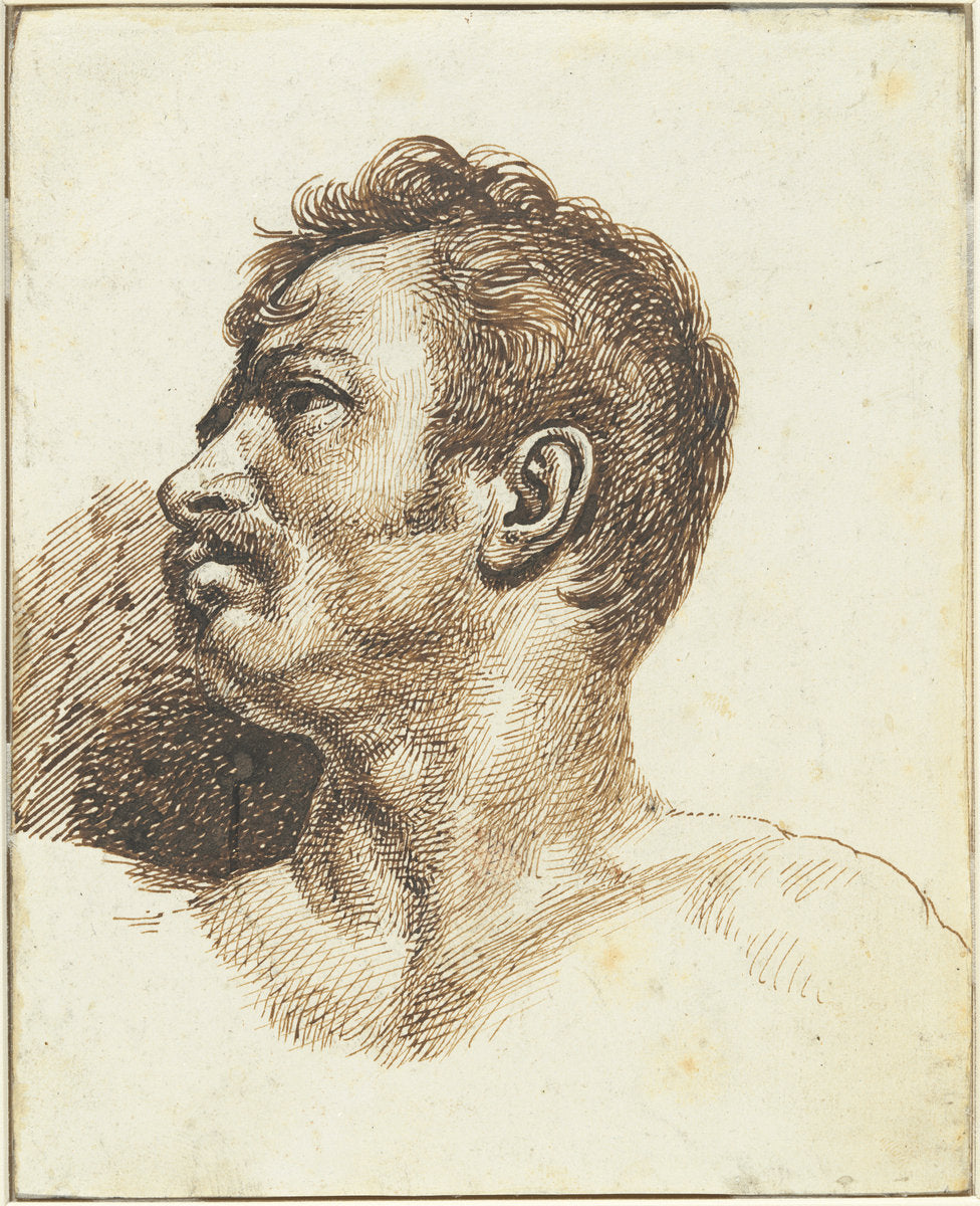 Head of a Man [recto] by Théodore Gericault (French, 1791 - 1824), 16X12"(A3)Poster Print