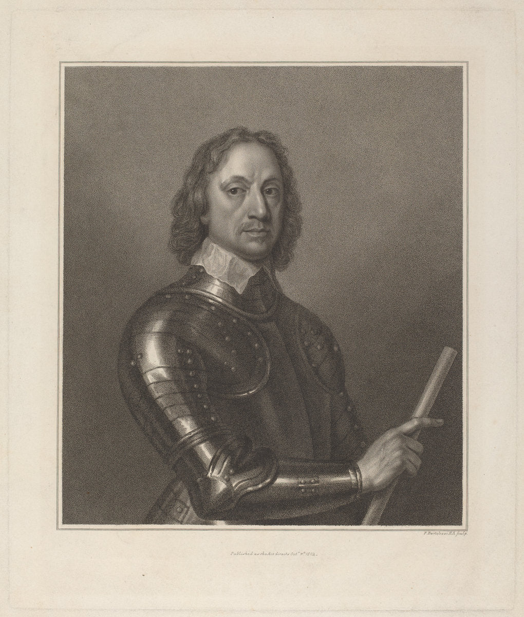 Oliver Cromwell by Francesco Bartolozzi after Robert Walker (Italian, 1727 - 1815), 16X12"(A3)Poster Print