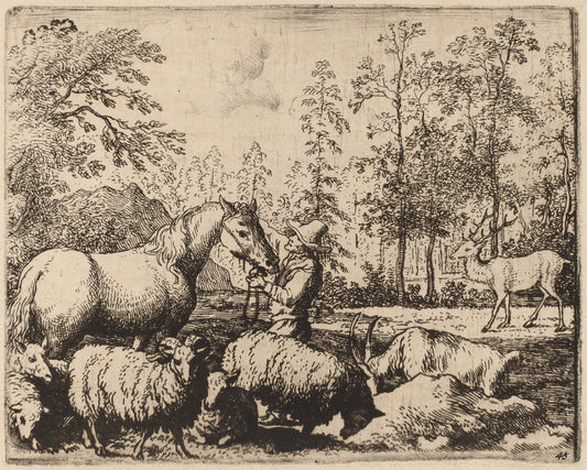 The Horse and the Stag by Allart van Everdingen (Dutch, 1621 - 1675), 16X12"(A3)Poster Print