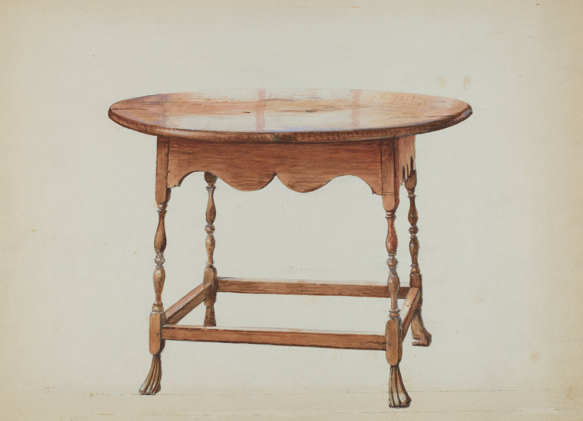 Table, Round Top by Henry Moore (American, active c. 1935), 16X12"(A3)Poster Print