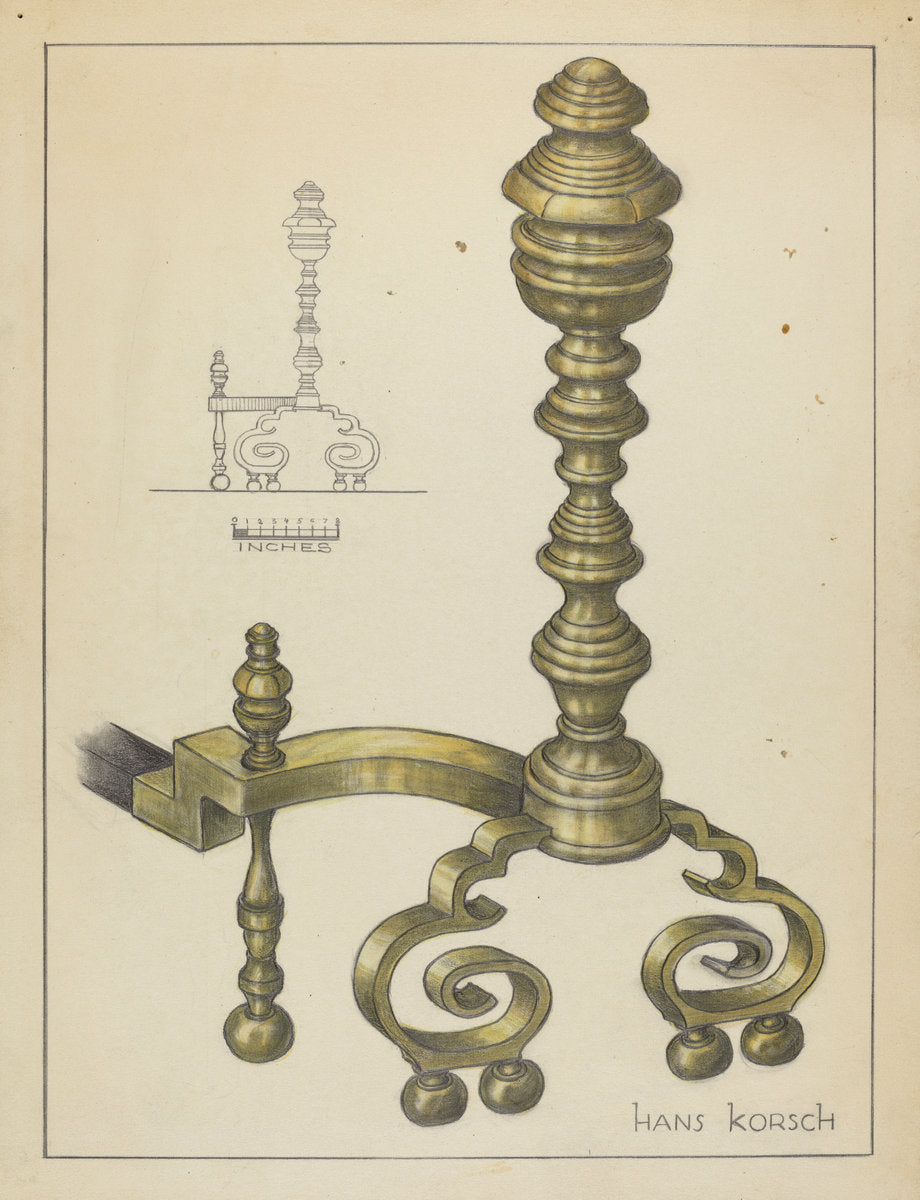 Andirons by Hans Korsch (American, active c. 1935), 16X12"(A3)Poster Print