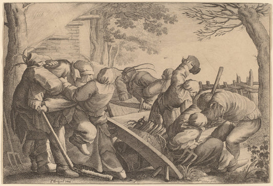 Peasant Brawl by Wenceslaus Hollar after Pieter Bruegel the Elder (Bohemian, 1607 - 1677), 16X12"(A3)Poster Print