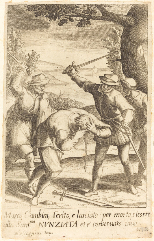 Marco Cambini by Jacques Callot after Donato Mascagni (French, 1592 - 1635), 16X12"(A3)Poster Print