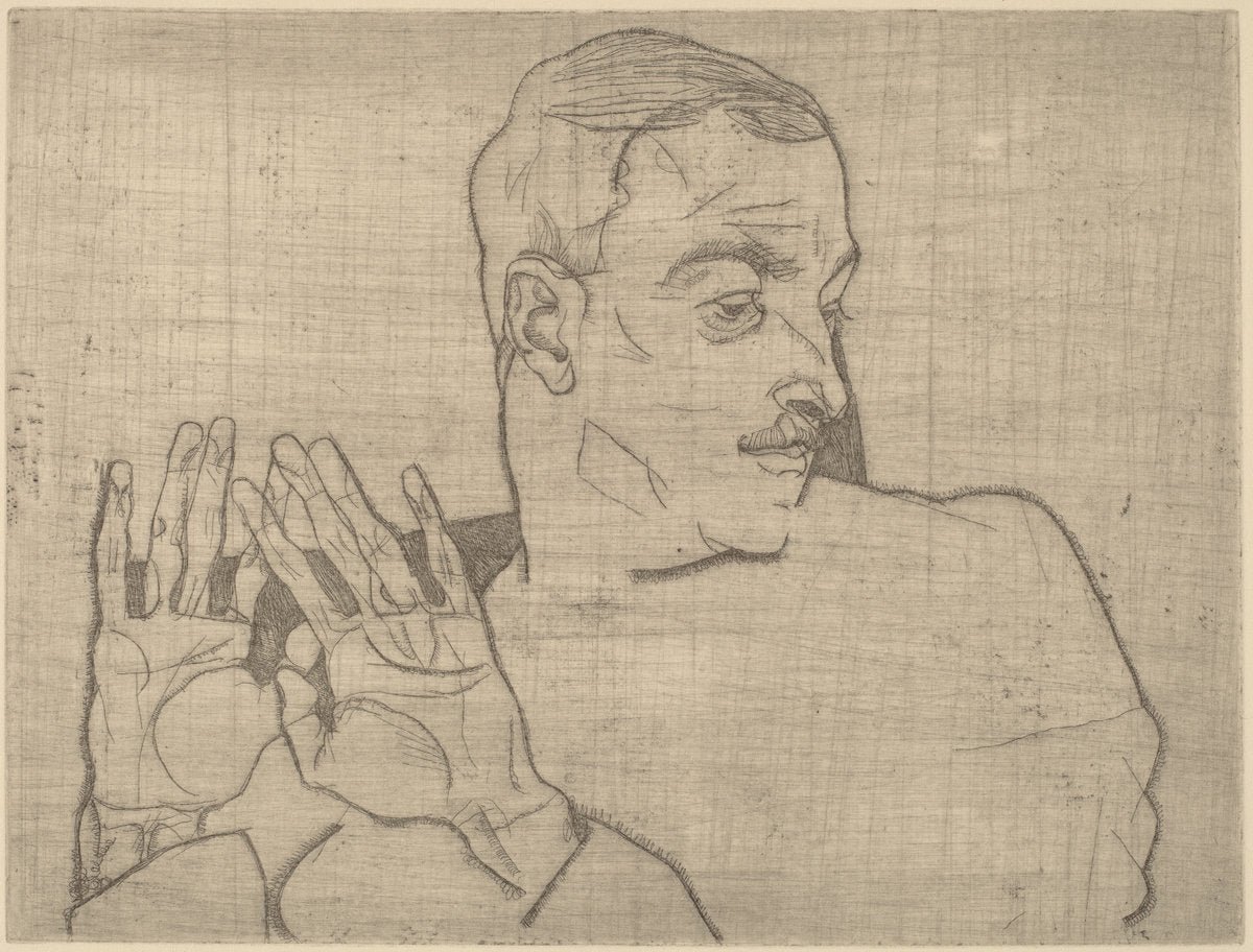 Portrait of Arthur Roessler by Egon Schiele (Austrian, 1890 - 1918), 16X12"(A3)Poster Print