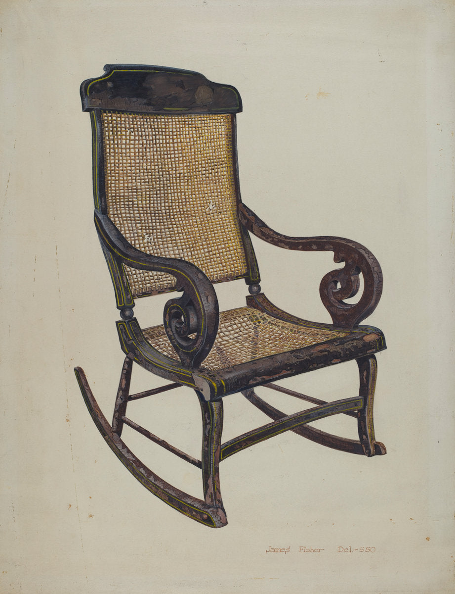 Rocking Chair by James Fisher (American, active c. 1935), 16X12"(A3)Poster Print
