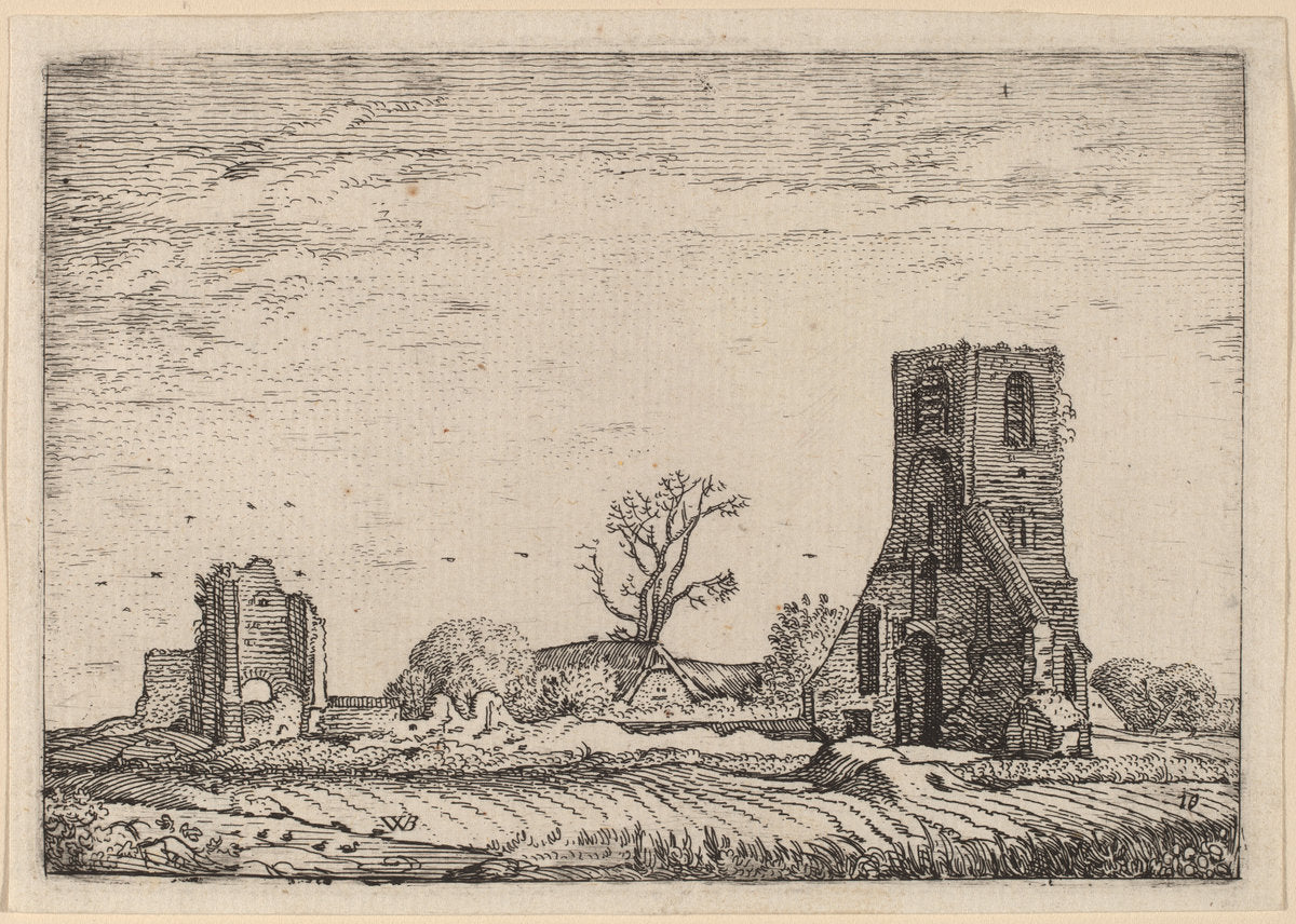Ruins of a Church (Chapel of Eykenduynen near The Hague) by Willem Buytewech (Dutch, 1591/1592 - 1624), 16X12"(A3)Poster Print
