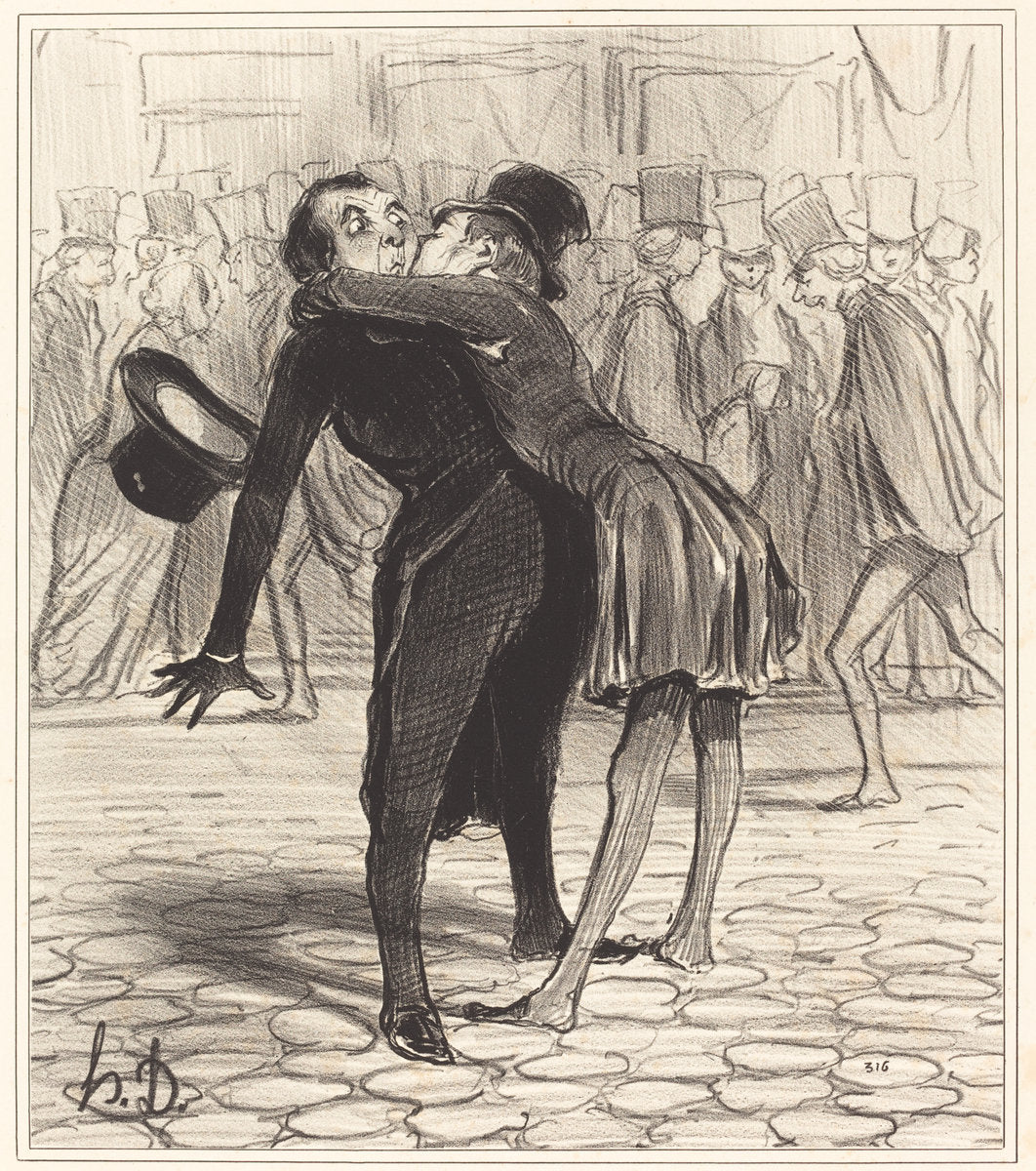 L'Ami de collège by Honoré Daumier (French, 1808 - 1879), 16X12"(A3)Poster Print