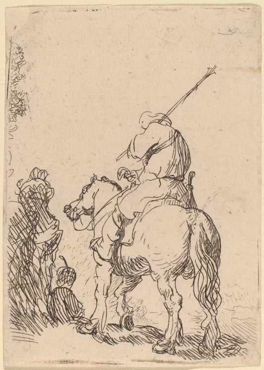 Turbaned Soldier on Horseback by Rembrandt van Rijn (Dutch, 1606 - 1669), 16X12"(A3)Poster Print