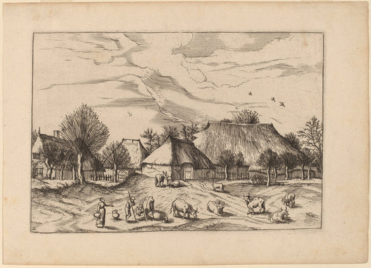 Farms by Johannes and Lucas van Doetechum after Master of the Small Landscapes (Dutch, active 1554/1572; died before 1589), 16X12"(A3)Poster Print