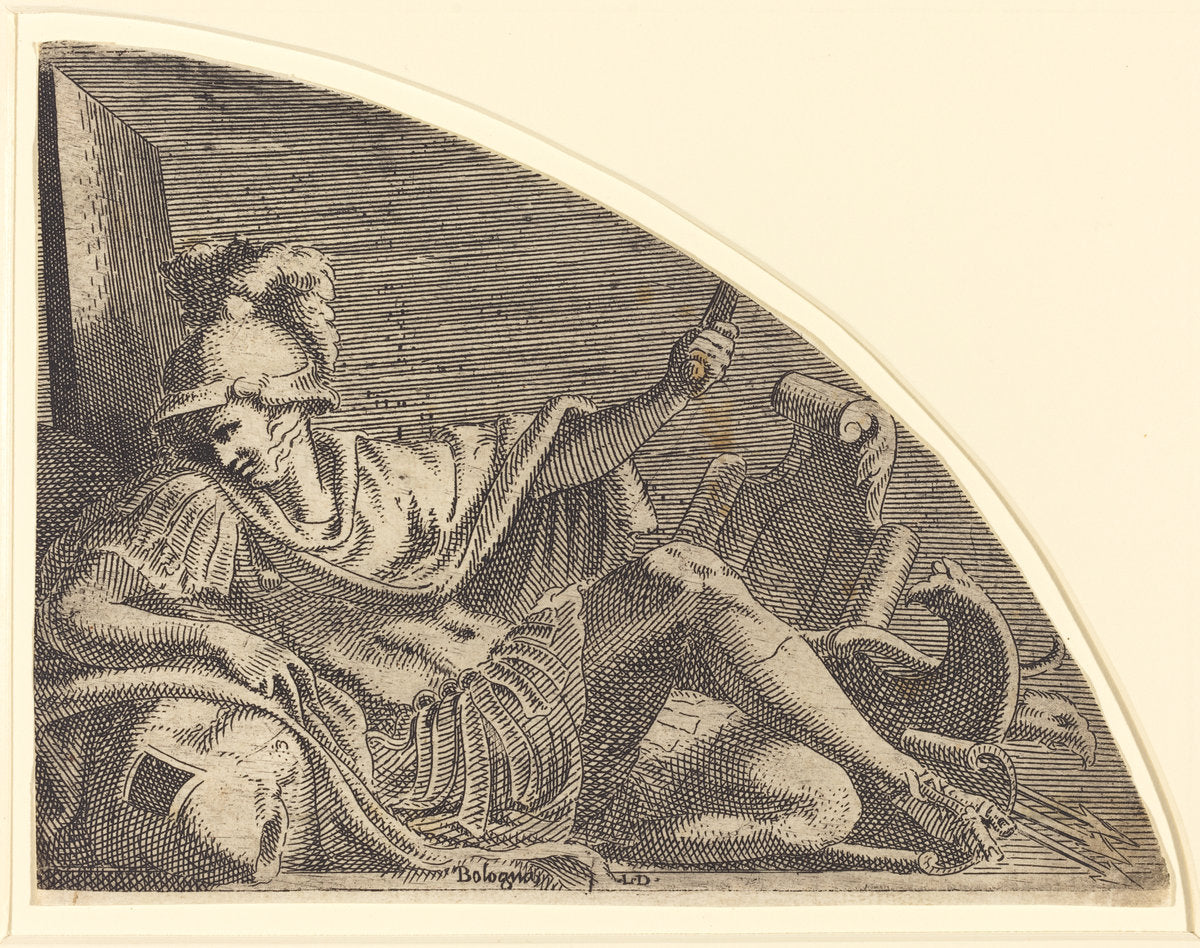 Mars Seated on Trophies by Léon Davent after Francesco Primaticcio (French (?), active 1540/1556), 16X12"(A3)Poster Print
