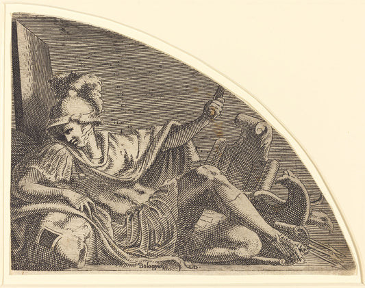 Mars Seated on Trophies by Léon Davent after Francesco Primaticcio (French (?), active 1540/1556), 16X12"(A3)Poster Print