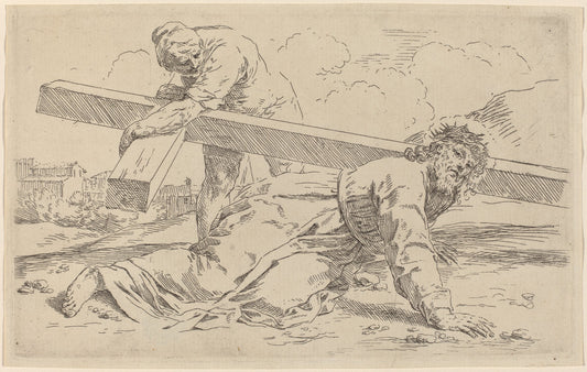 The Carrying of the Cross by Simone Cantarini (Italian, 1612 - 1648), 16X12"(A3)Poster Print